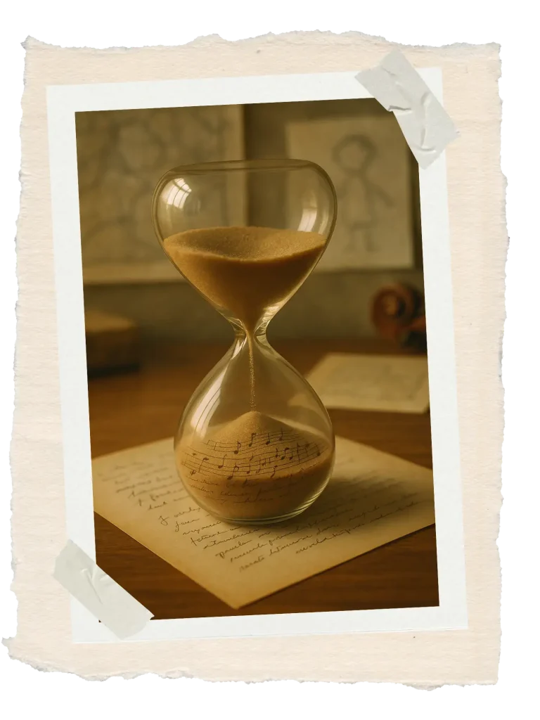 An hourglass keeping time while slow stories are told in Vienna.