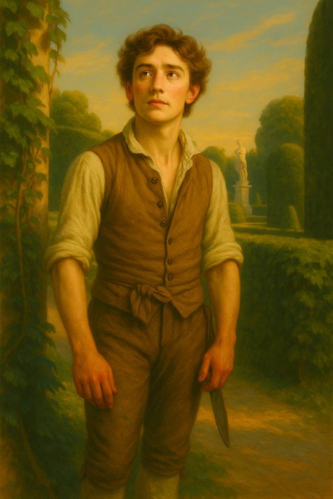 Christoph, apprentice gardener in Schönbrunn, from The First Whisper: Christoph listening to the wind.