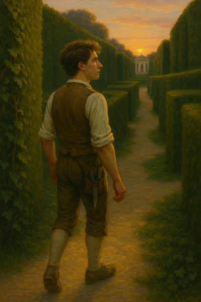 Christoph walking through Schönbrunn in The First Whisper