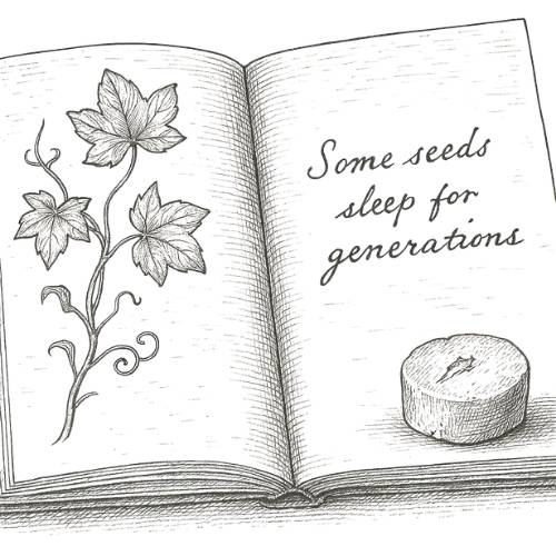 Garden book which reads some seeds sleep for generations