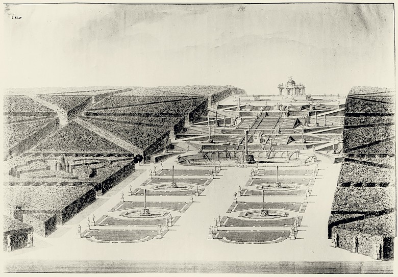CARL_S~1 Carl Schütz, copperplate engraving (c. 1772) of Johann Ferdinand Hetzendorf von Hohenberg’s design proposal for the Schönbrunn Palace Great Parterre and Hill.