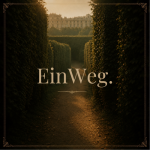 Der Salon 7 A moody hedge path leading toward a distant palace, with the words “A path,” evoking the journey back into attention. A Hiding Place